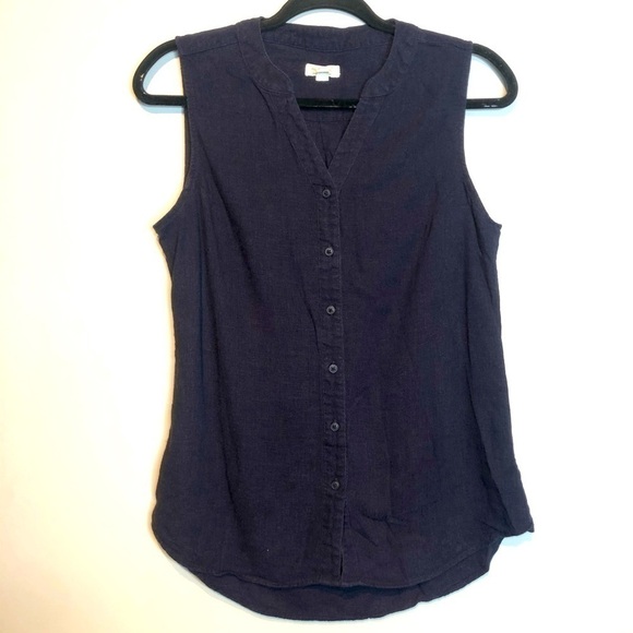 Weatherproof Linen Blend Sleeveless Button Down Top, size S - Picture 1 of 8
